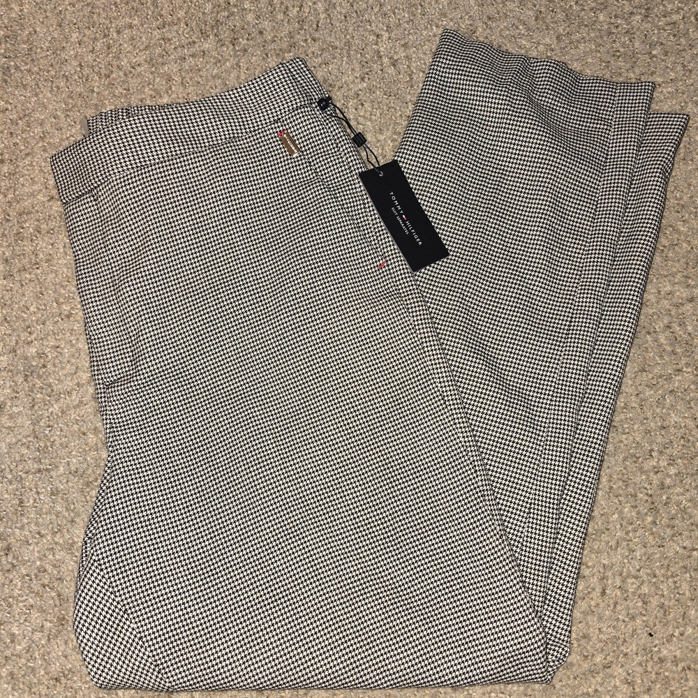 Women's Tommy Hilfiger Black & White  Houndstooth Sloane Ankle Dress Pants 14